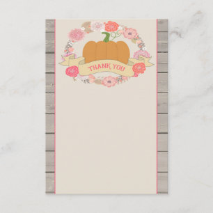 Pink Pumpkin Rustic Floral Thank You Card