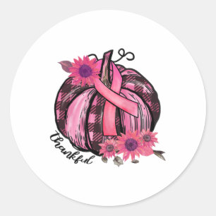 Pink Pumpkin Sunflower Breast Cancer Awareness Gif Classic Round Sticker
