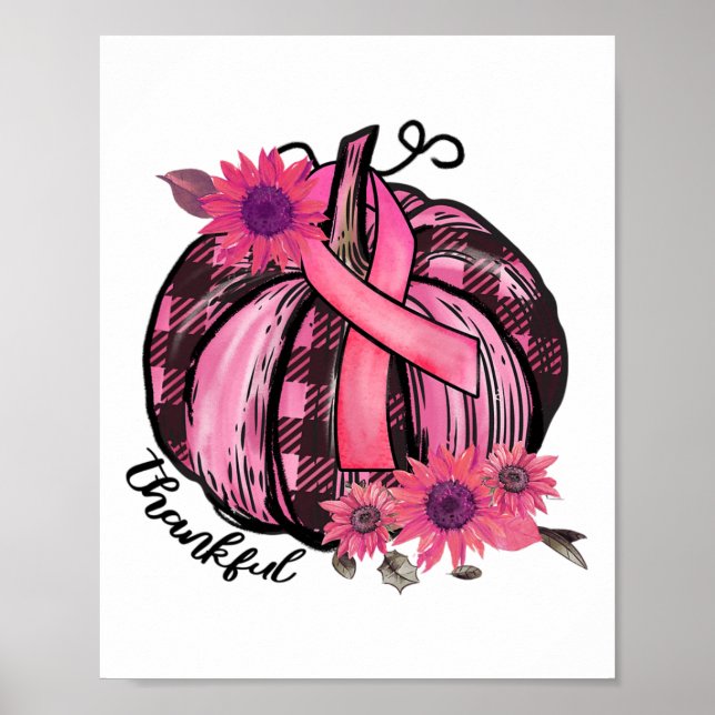 Pink Pumpkin Sunflower Breast Cancer Awareness Gif Poster (Front)