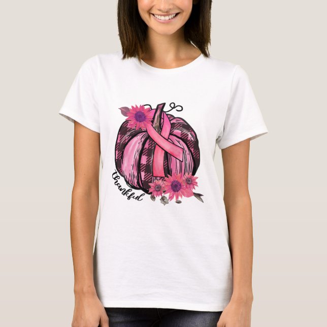 Pink Pumpkin Sunflower Breast Cancer Awareness Gif T-Shirt (Front)