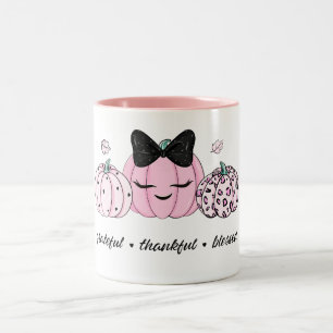 Pink Pumpkin Thanksgiving  Two-Tone Coffee Mug