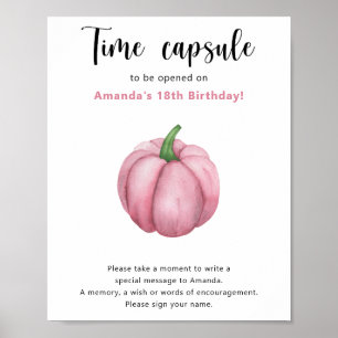 Pink Pumpkin Time Capsule 1st birthday Poster