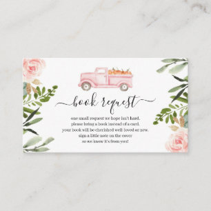 Pink Pumpkin Truck Baby Shower Book Request Insert