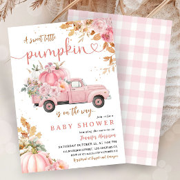 Pink Pumpkin Truck Baby Shower Girl Little Pimpkin Invitation