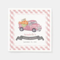Pink Pumpkin Truck Gingham Girl Baby Shower