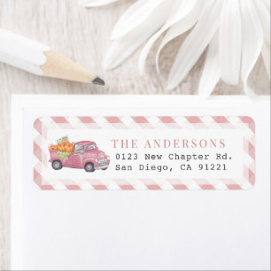 Pink Pumpkin Truck Gingham Return Address
