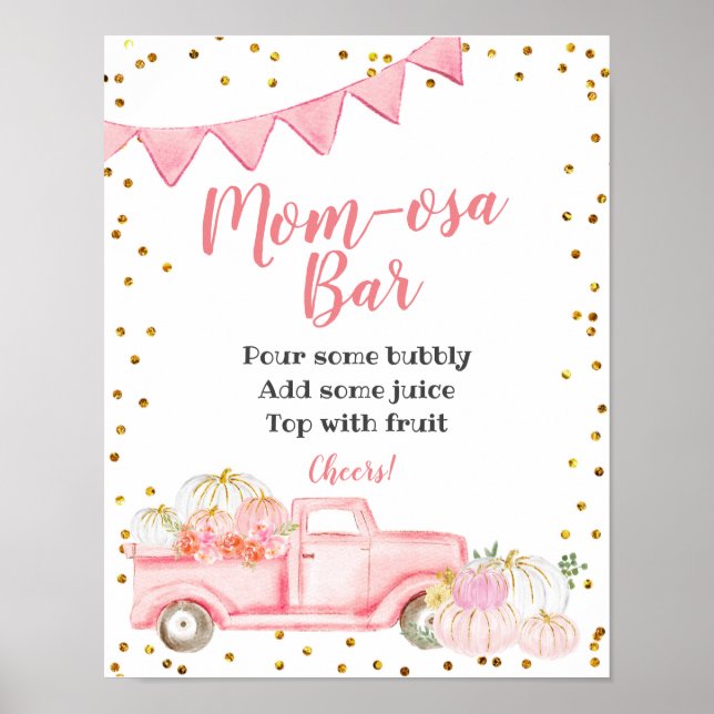 Pink Pumpkin Truck Mimosa Bar Signage Poster (Front)
