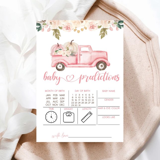 Pink Pumpkin Truck Predictions For Baby Card (Creator Uploaded)
