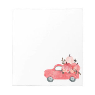 Pink Pumpkin Truck Roses Watercolor Notepad