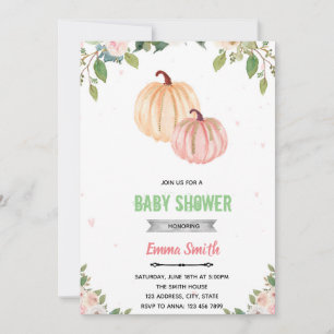 Pink pumpkin twins shower invitation