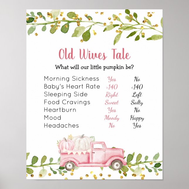Pink Pumpkin Vintage Truck Old Wives Tales Poster (Front)