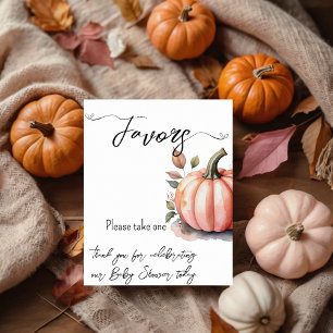Pink Pumpkin Watercolor Baby Girl Shower  Favours Poster