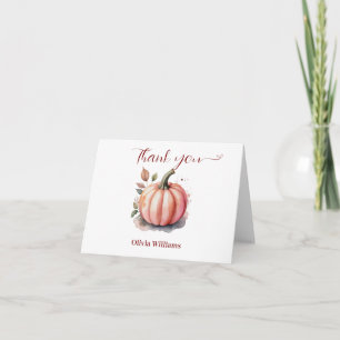 Pink Pumpkin Watercolor boho baby boy shower Thank You Card