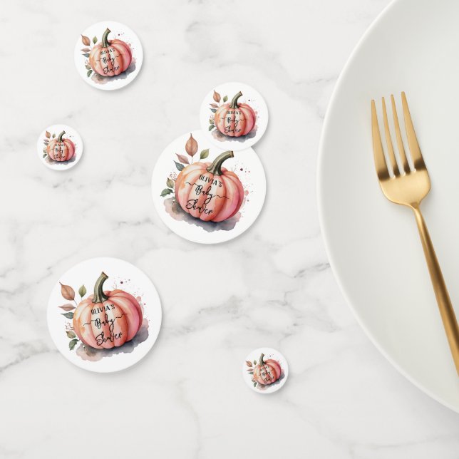 Pink Pumpkin Watercolor Boho Baby Girl Shower Confetti (Group)