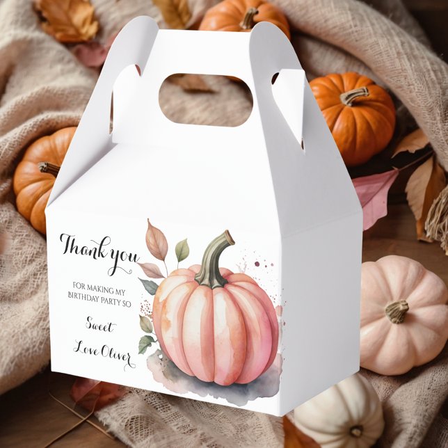 Pink Pumpkin Watercolor Boho Baby Girl Shower Favour Box (Creator Uploaded)