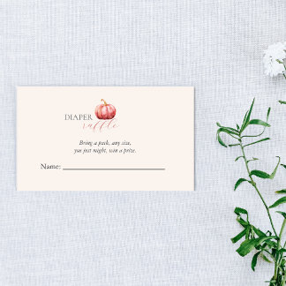 Pink Pumpkin Watercolor Diaper Raffle  Enclosure Card
