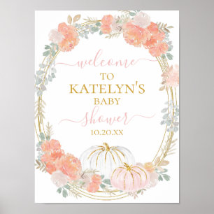 Pink Pumpkin Welcome Sign Poster