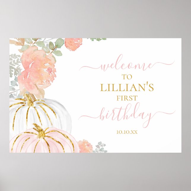 Pink Pumpkin Welcome Sign Poster (Front)