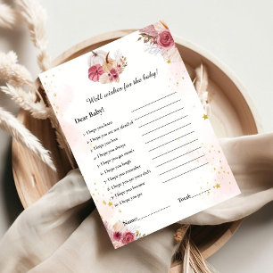 Pink Pumpkin  wishes for the baby shower game Card