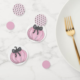 Pink Pumpkin with black bow Confetti