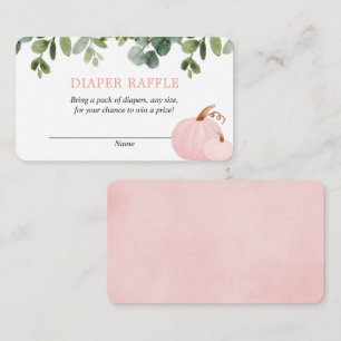 Pink Pumpkins fall baby shower diaper raffle cards