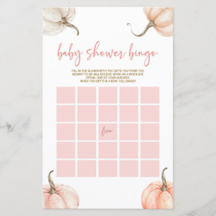 Pink Pumpkins Fall Bingo Baby Shower Game
