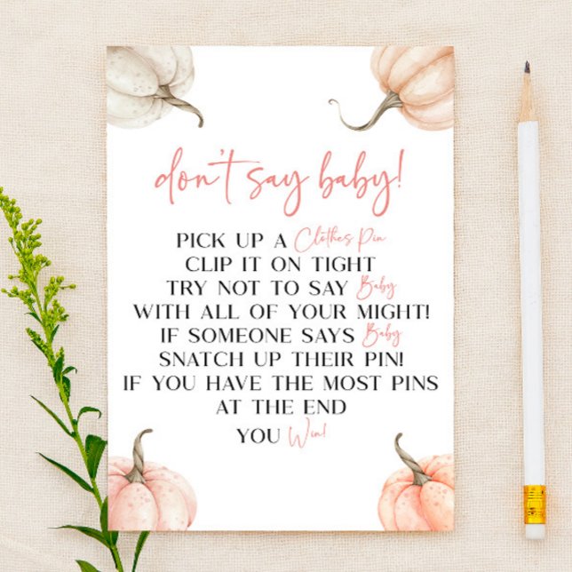 Pink Pumpkins Fall Don't Say Baby Shower Game (Creator Uploaded)