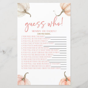Pink Pumpkins Fall Guess Who Baby Shower Game
