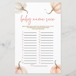 Pink Pumpkins Fall Name Race Baby Shower Game