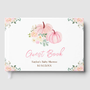 Pink Pumpkins Floral Baby Shower Guest Book