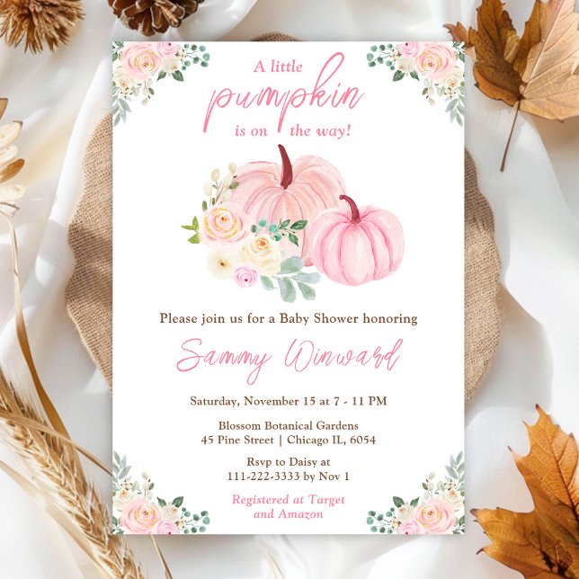 Pink Pumpkins Floral Baby Shower Invitation (Creator Uploaded)