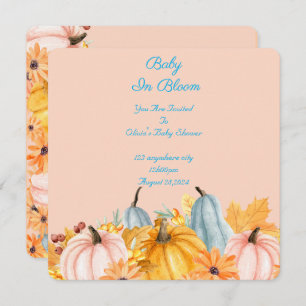 Pink Pumpkins floral baby shower invitation