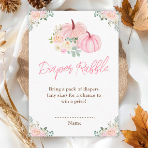 Pink Pumpkins Floral Diaper Raffle Enclosure Card