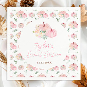 Pink Pumpkins Floral Sweet Sixteen Napkin