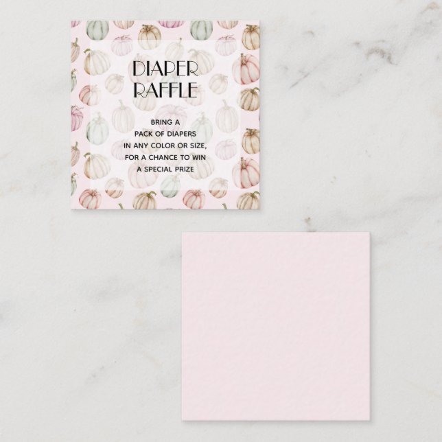 Pink Pumpkins Girl Baby Diaper Raffle Enclosure Card (Front/Back)