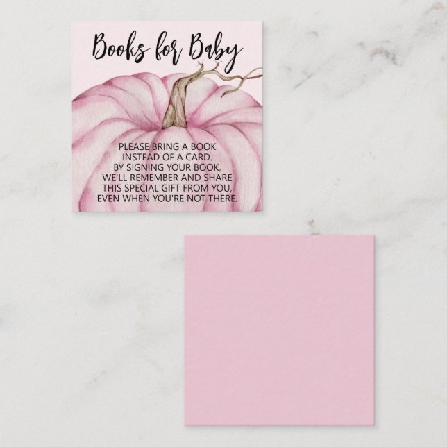 Pink Pumpkins Girl Baby Shower Books for Baby Enclosure Card (Front/Back)