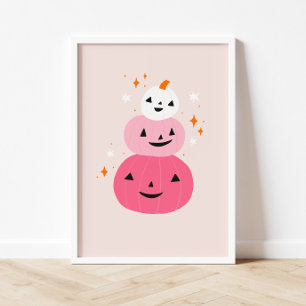 Pink Pumpkins Halloween  Poster