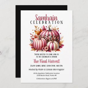 Pink Pumpkins Samhain Harvest Halloween Party Invitation