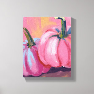 Pink Pumpkins Watercolor Fall Autumn Painting Canvas Print