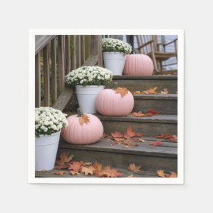 Pink Pumpkins with Fall Mums Napkin