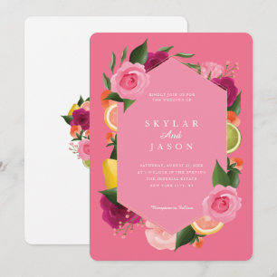 Pink Punch Watercolour Fruity Citrus Floral Pink Invitation