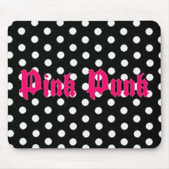 Pink Punk Polka Dot Mousepad (Front)