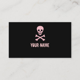Pink punk skull crossbones customisable cards