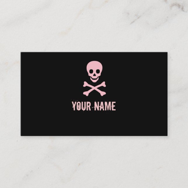 Pink punk skull crossbones customisable cards (Front)