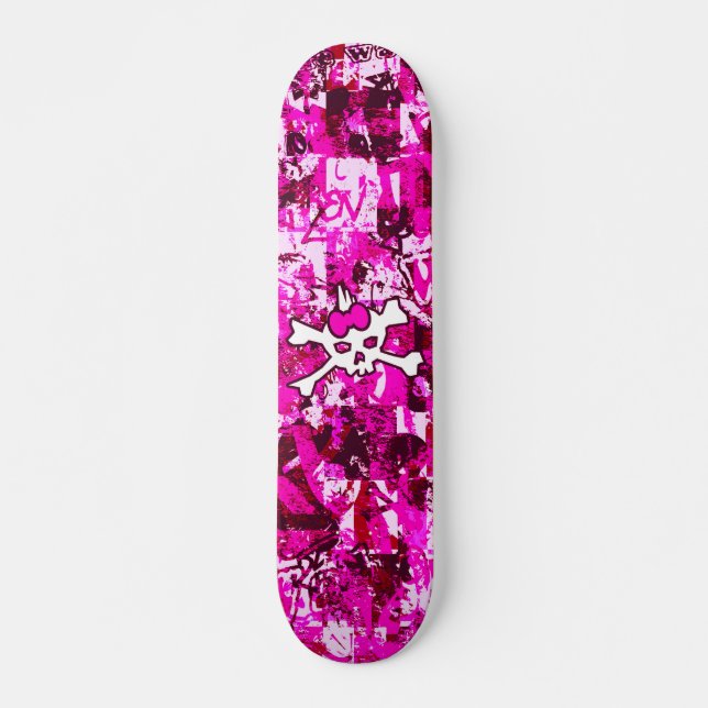 Pink Punk Skull Skateboard (Front)