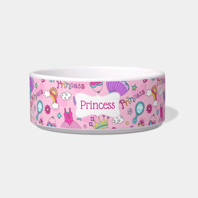 Pink Pup Princess Pet Bowl (Front)