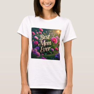 Pink Pupple Flowers Best Mum Ever T-Shirt