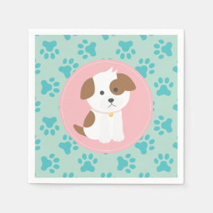 Pink Puppy birthday party napkins paw prints