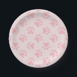 Pink Puppy birthday party plates paw prints<br><div class="desc">Pink puppy birthday party plate with pink paw prints</div>