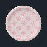 Pink Puppy birthday party plates paw prints<br><div class="desc">Pink puppy birthday party plate with pink paw prints</div>